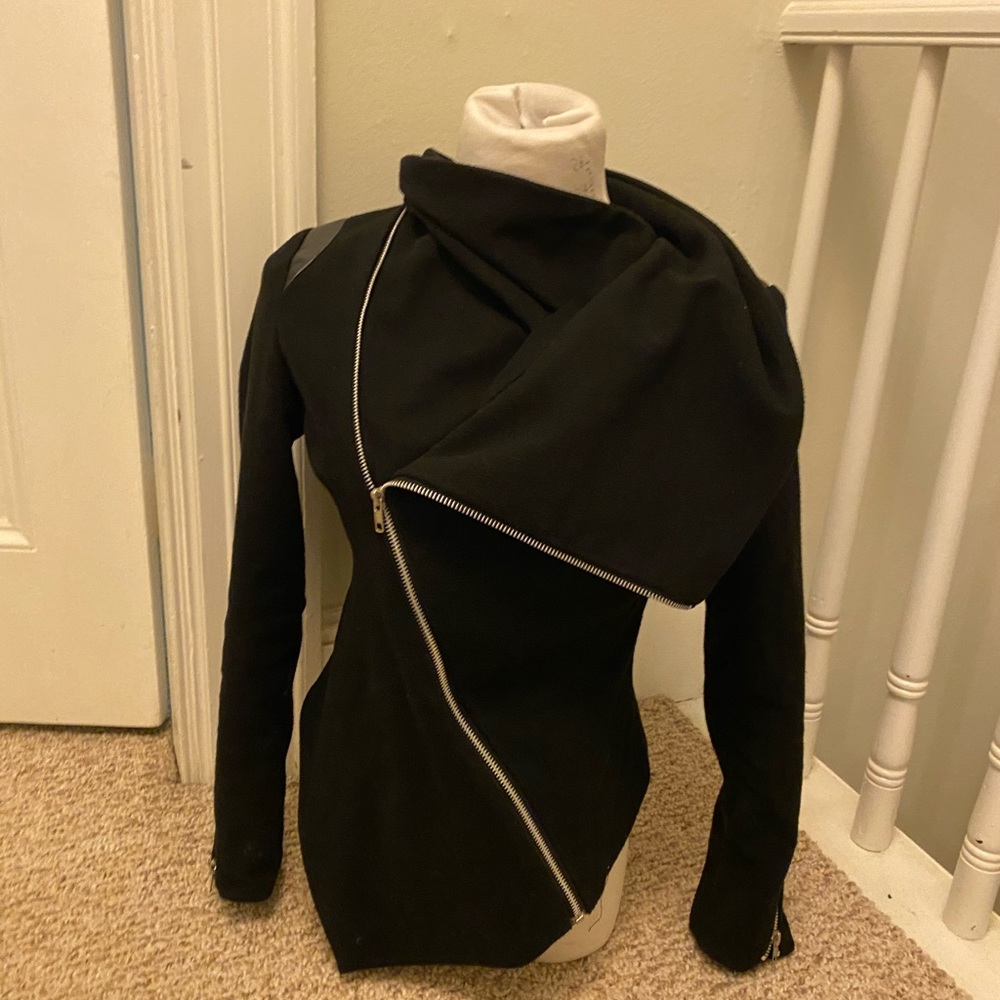 Black felt asymmetrical jacket